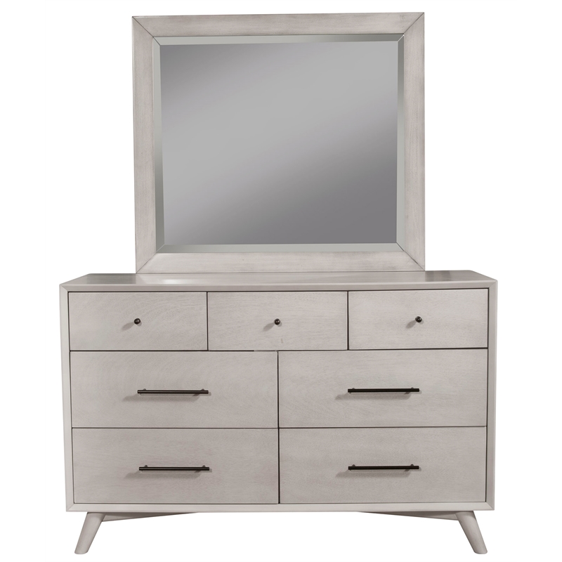 Pemberly Row Mid Century Modern Wood 7 Drawer Dresser in Gray