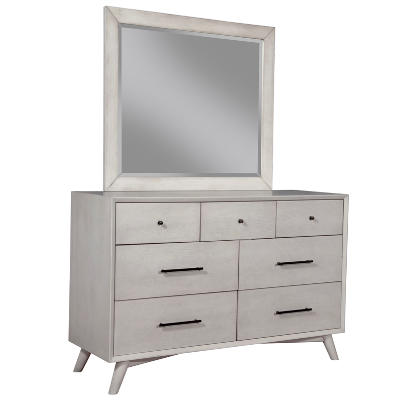 Pemberly Row Mid Century Modern Wood 7 Drawer Dresser in Gray