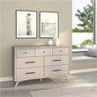 Pemberly Row Mid Century Modern Wood 7 Drawer Dresser in Gray