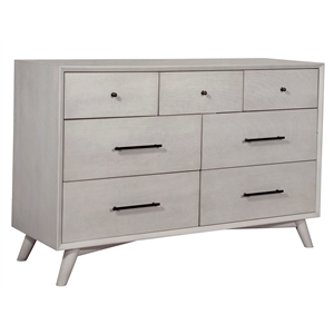 Pemberly Row Mid Century Modern Wood 7 Drawer Dresser in Gray