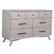 Pemberly Row Mid Century Modern Wood 7 Drawer Dresser in Gray