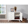 Pemberly Row Wood 3 Drawer Accent Cabinet with Rolling Door in White