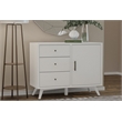 Pemberly Row Wood 3 Drawer Accent Cabinet with Rolling Door in White