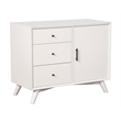 Pemberly Row Wood 3 Drawer Accent Cabinet with Rolling Door in White
