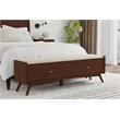 Pemberly Row 59 in. W Upholstered Storage Bench with Drawer in Walnut