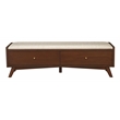 Pemberly Row 59 in. W Upholstered Storage Bench with Drawer in Walnut