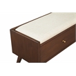 Pemberly Row 59 in. W Upholstered Storage Bench with Drawer in Walnut