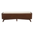 Pemberly Row 59 in. W Upholstered Storage Bench with Drawer in Walnut