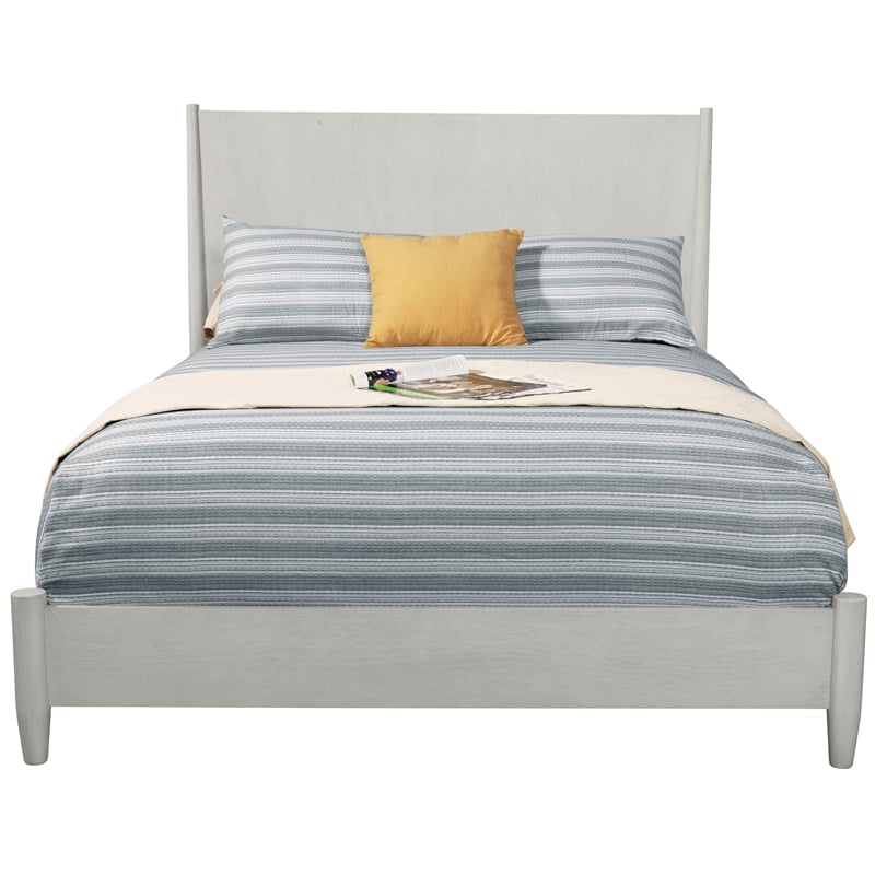 Pemberly Row Mid Century Modern Wood Queen Panel Bed in Gray