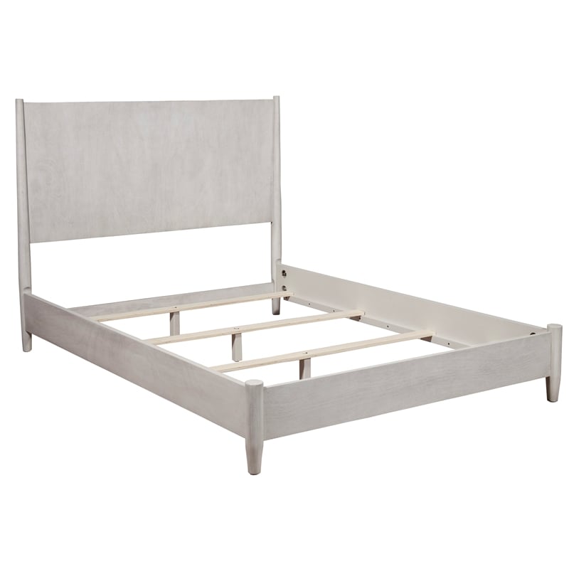 Pemberly Row Mid Century Modern Wood Queen Panel Bed in Gray