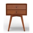 Pemberly Row 2 Drawer Small Wood Nightstand with Tapered Legs in Acorn