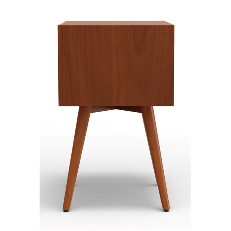Pemberly Row 2 Drawer Small Wood Nightstand with Tapered Legs in Acorn