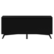 Pemberly Row Large Wood 3 Drawer TV Console with Rolling Doors in Black