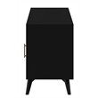 Pemberly Row Large Wood 3 Drawer TV Console with Rolling Doors in Black