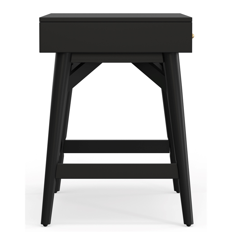 Pemberly Row Wood Bedroom Vanity with Flip Top Mirror in Black