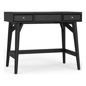 Pemberly Row Wood Bedroom Vanity with Flip Top Mirror in Black