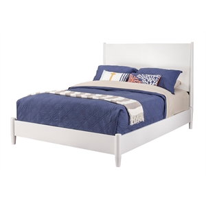 Pemberly Row Mid Century Modern California King Panel Bed in White