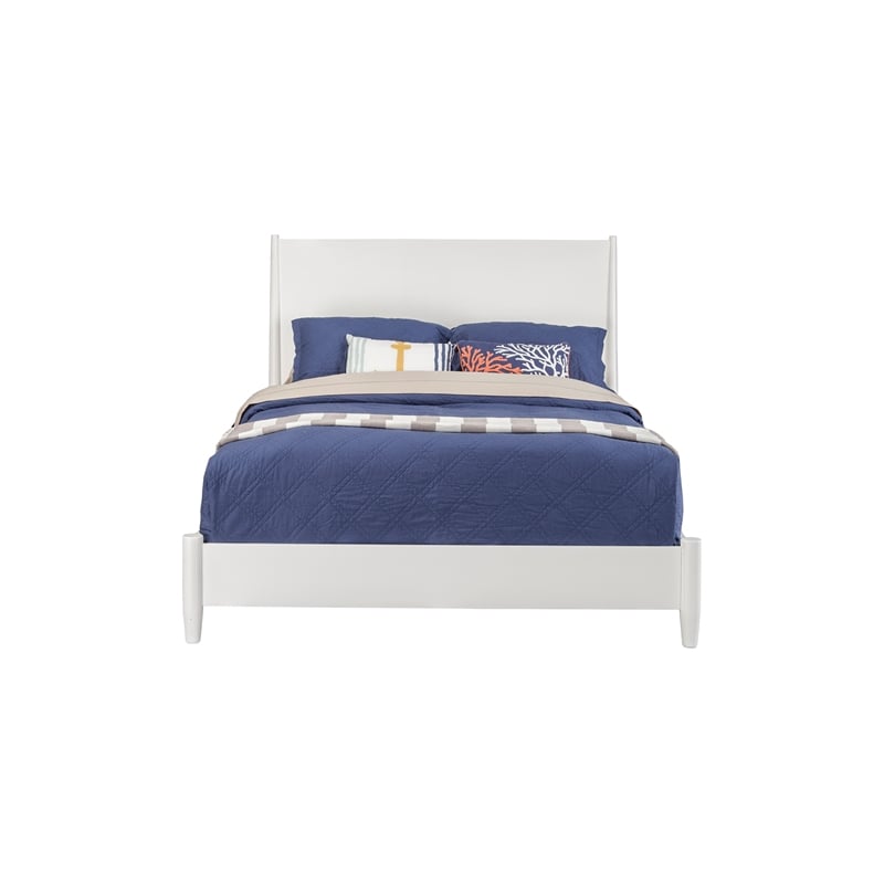 Pemberly Row Mid Century Modern California King Panel Bed in White