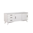 Pemberly Row Large Wood 3 Drawer TV Console with Rolling Doors in White