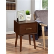 Pemberly Row Wood 1 Drawer End Table with Tapered Legs in Walnut