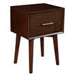 Pemberly Row Wood 1 Drawer End Table with Tapered Legs in Walnut