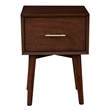 Pemberly Row Wood 1 Drawer End Table with Tapered Legs in Walnut