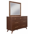 Pemberly Row Mid Century Wood Bedroom Mirror in Walnut (Brown)