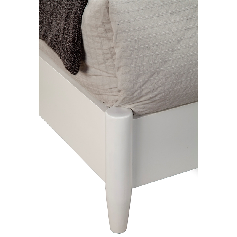 Pemberly Row California King Wood Bed with Slat Back Headboard in White