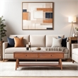 Pemberly Row Rectangular Wood Coffee Table with Drawers in Chestnut Brown