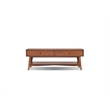 Pemberly Row Rectangular Wood Coffee Table with Drawers in Chestnut Brown