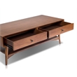 Pemberly Row Rectangular Wood Coffee Table with Drawers in Chestnut Brown