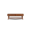 Pemberly Row Rectangular Wood Coffee Table with Drawers in Chestnut Brown