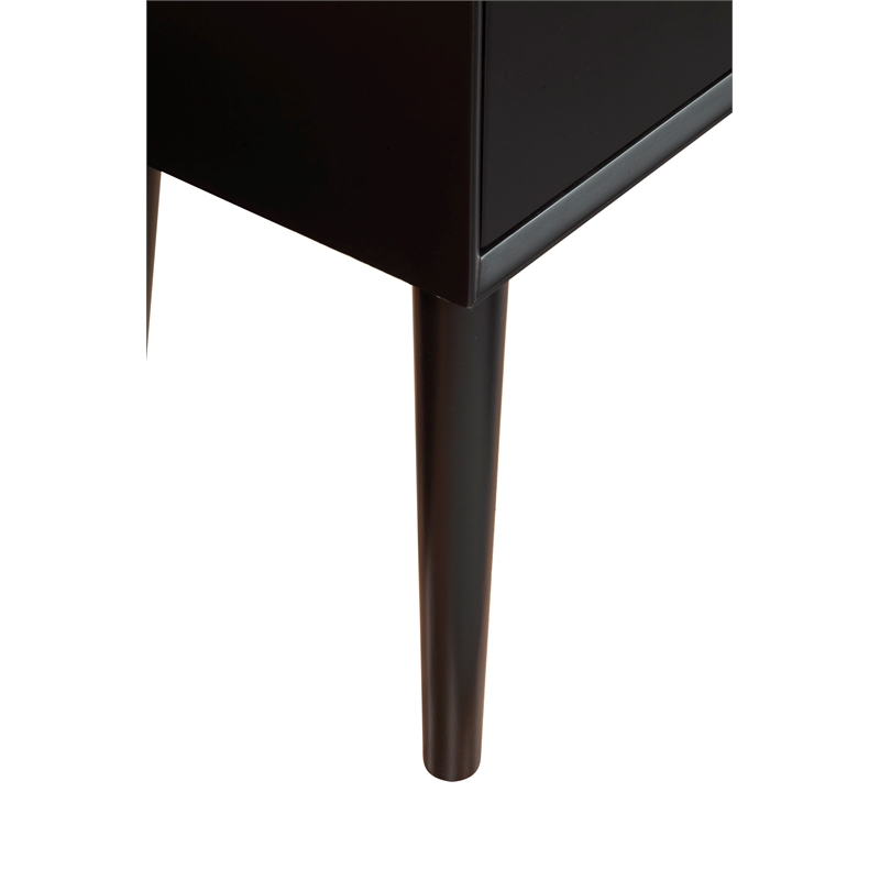 Pemberly Row Wood 1 Drawer End Table with Tapered Legs in Black