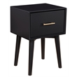 Pemberly Row Wood 1 Drawer End Table with Tapered Legs in Black