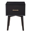 Pemberly Row Wood 1 Drawer End Table with Tapered Legs in Black
