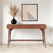 Pemberly Row Wood Large 3 Drawer Writing Desk in Chestnut Brown