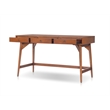 Pemberly Row Wood Large 3 Drawer Writing Desk in Chestnut Brown