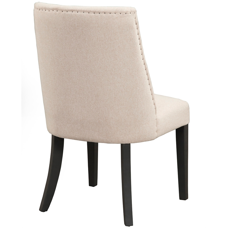 Pemberly Row Set of 2 Parson Dining Chairs in Cream and Black