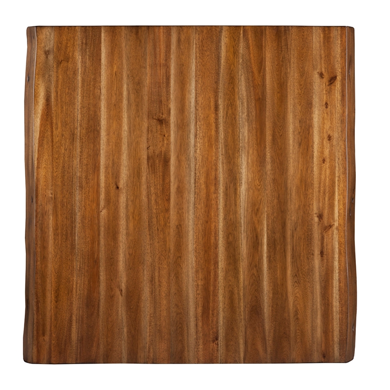Pemberly Row Solid Wood Pub Table with Metal Legs in Light Walnut