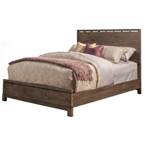 Pemberly Row Full Size Mahogany Wood Panel Bed in Weathered Gray