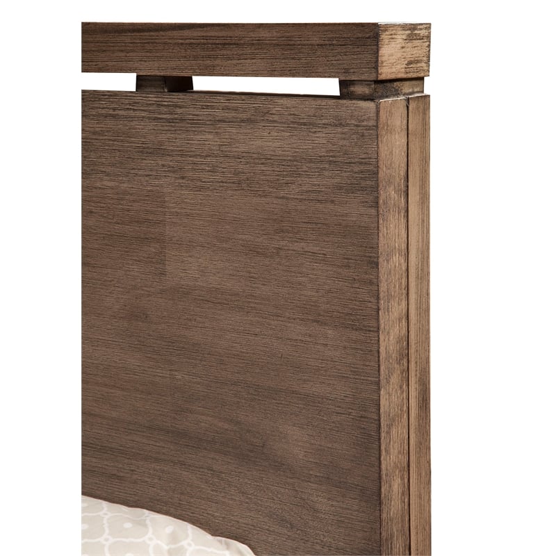 Pemberly Row Queen Size Mahogany Wood Panel Bed in Weathered Gray