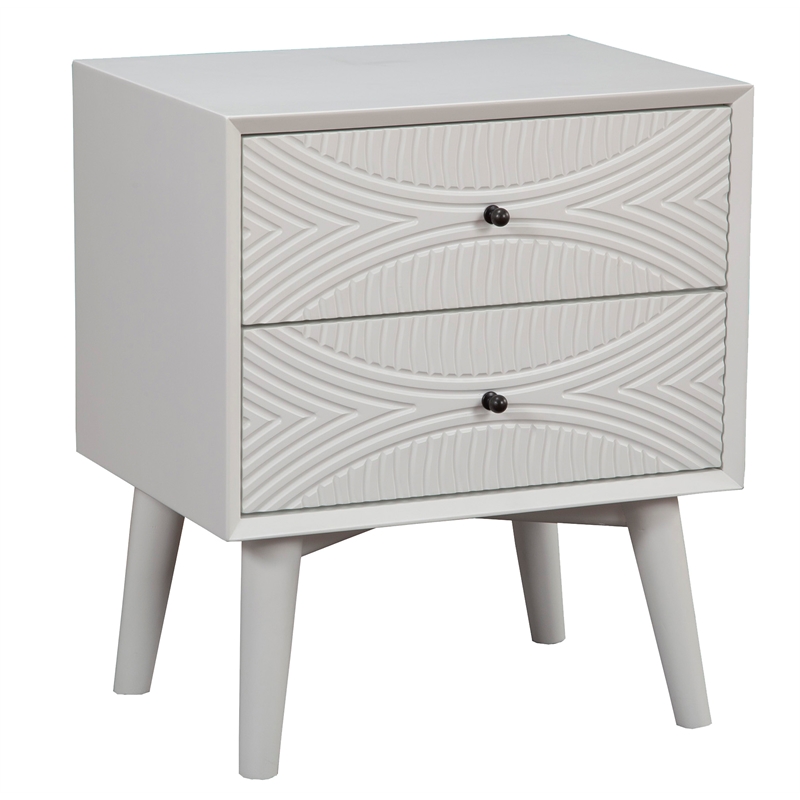 Pemberly Row 2 Drawer Mahogany Wood Nightstand in Classic White