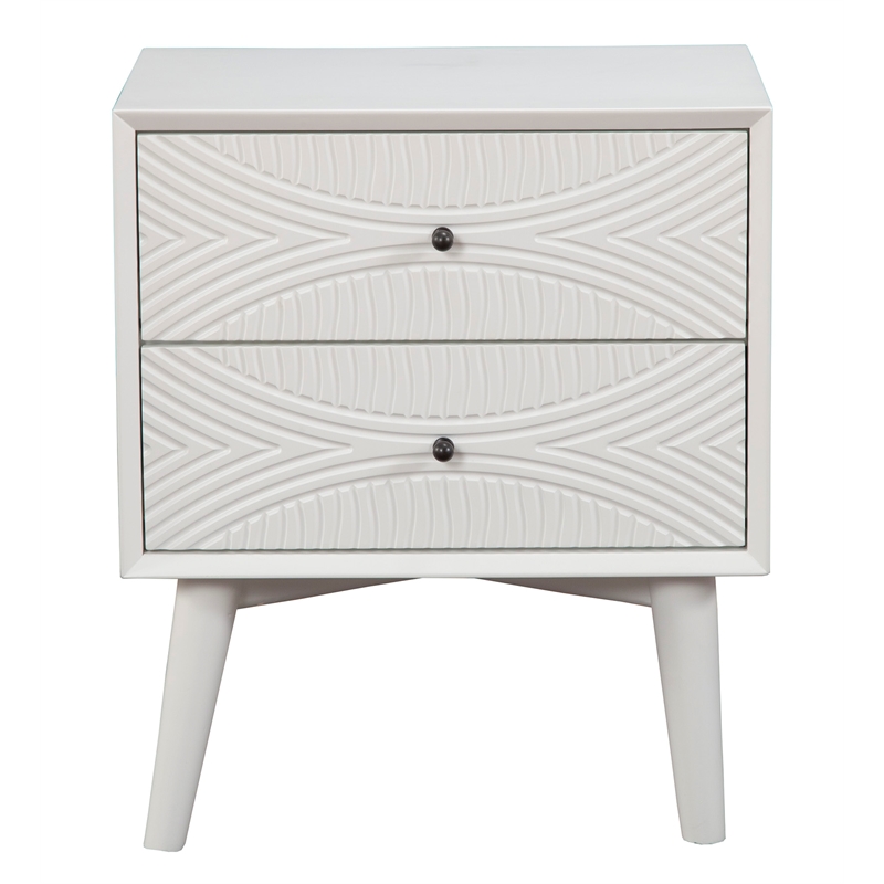 Pemberly Row 2 Drawer Mahogany Wood Nightstand in Classic White