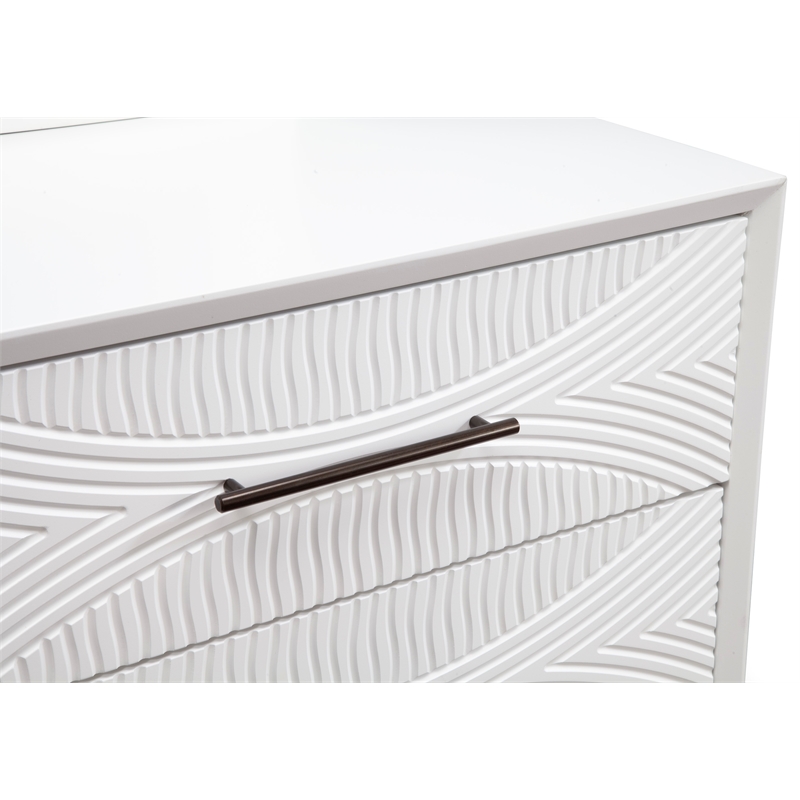 Pemberly Row 2 Drawer Mahogany Wood Nightstand in Classic White