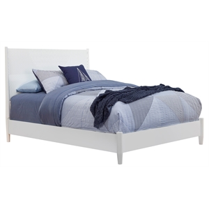 Pemberly Row California King Mahogany Wood Panel Bed in Classic White