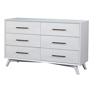 Pemberly Row 6 Drawer Mahogany Wood Dresser in Classic White