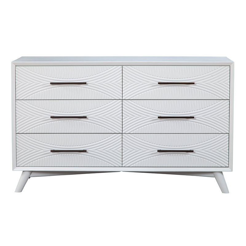 Pemberly Row 6 Drawer Mahogany Wood Dresser in Classic White