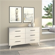 Pemberly Row 6 Drawer Mahogany Wood Dresser in Classic White