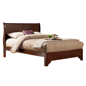 Pemberly Row Full Size Wood Sleigh Bed in Cappuccino (Brown)