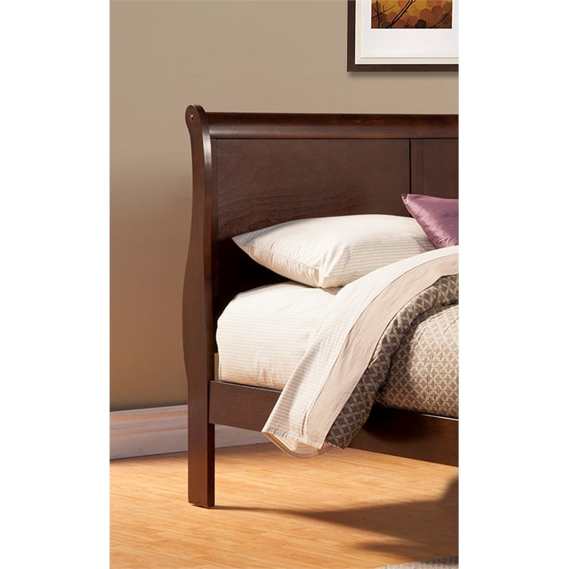 Pemberly Row Full Size Wood Sleigh Bed in Cappuccino (Brown)